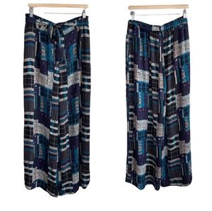 NWOT Modcloth High-Vibration Energy Wide-Leg Pants in Blue Geometric Print XL